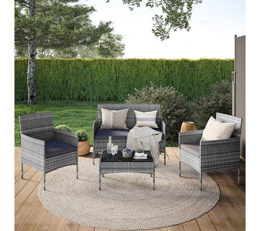STEELSØN Gartenlounge-Set Thalora Polyrattan 4-er Set grau-meliert - Bild 2