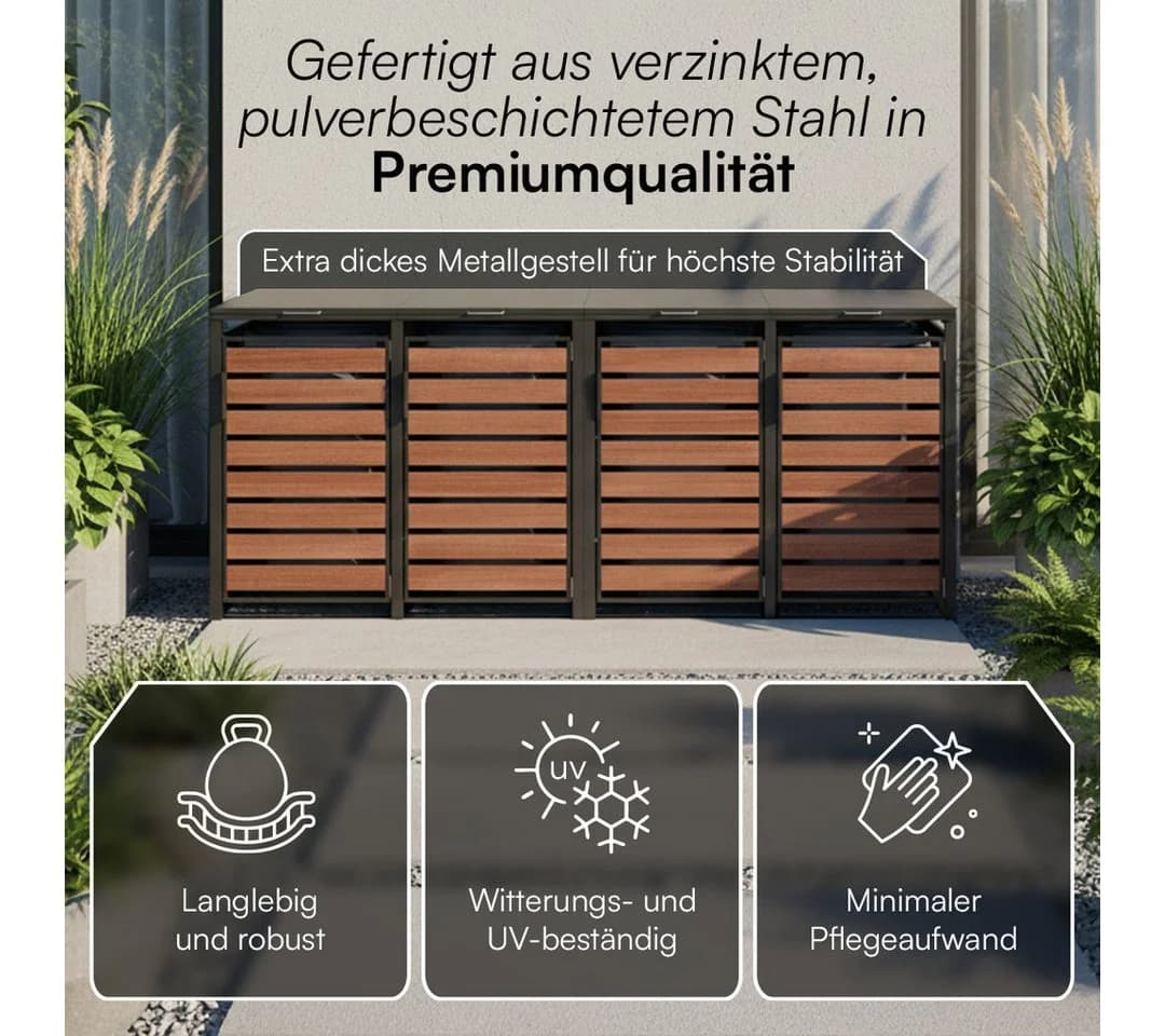 STEELSØN Mülltonnenbox Kestra 240L Stahl Holzoptik - Bild 4