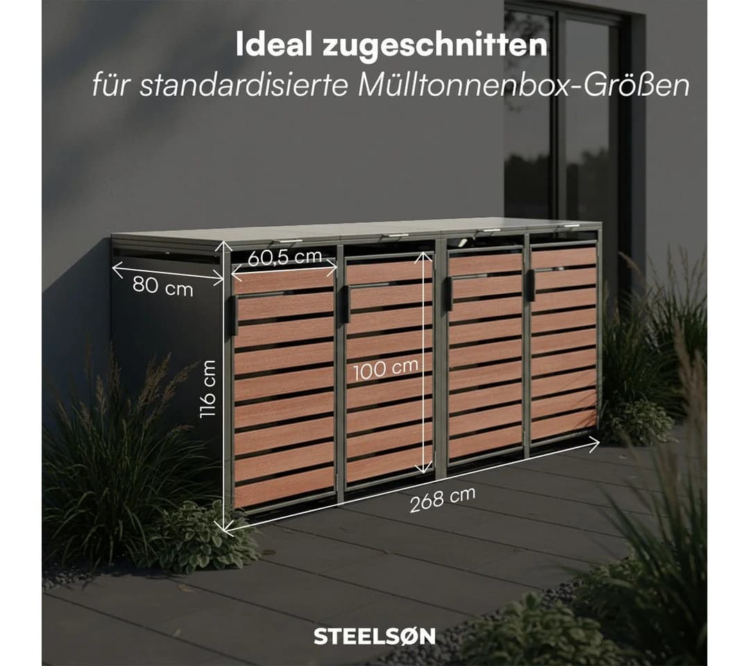 STEELSØN Mülltonnenbox Kestra 240L Stahl Holzoptik - Bild 5