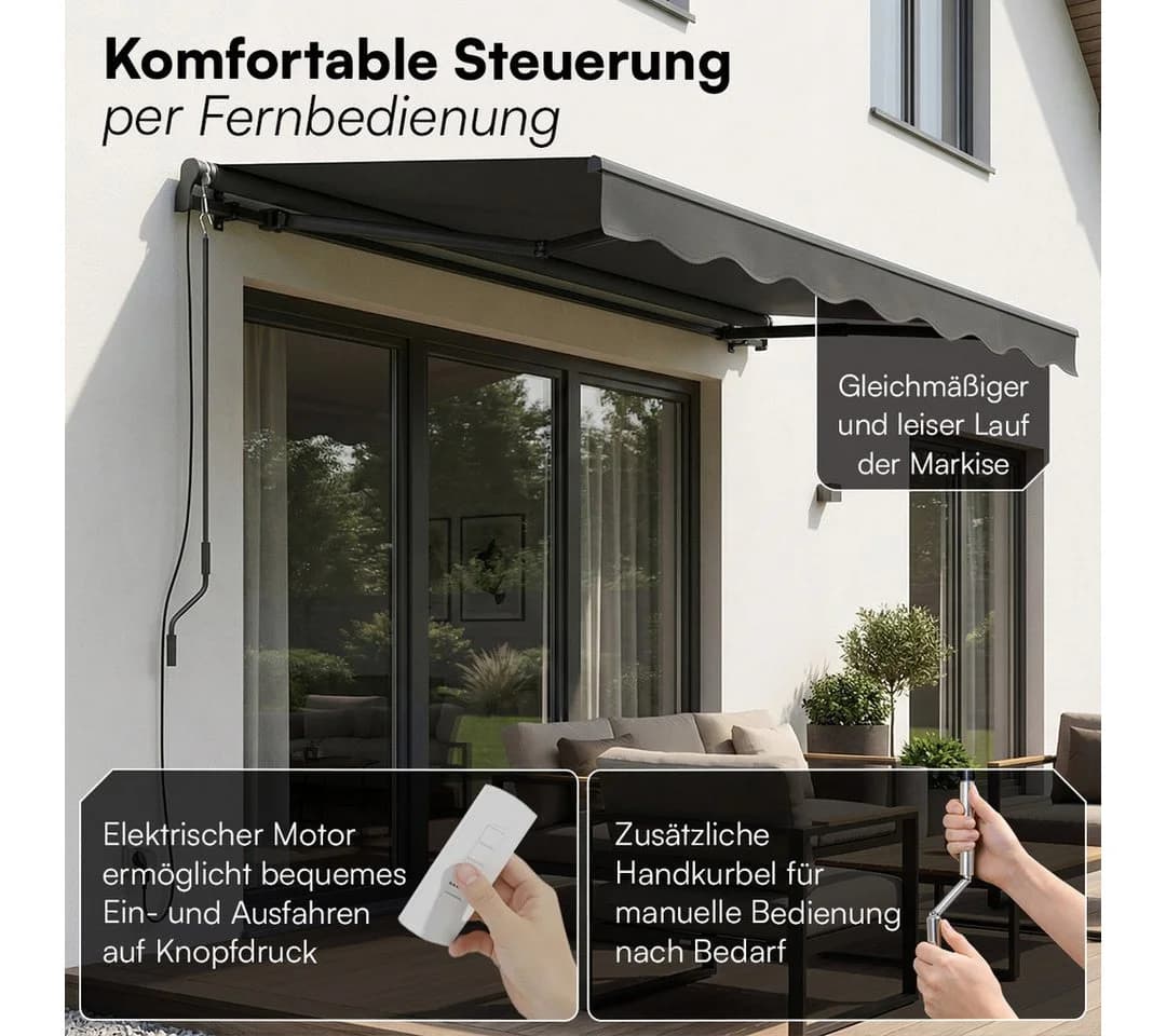 STEELSØN Gelenkarmmarkise Kestria Anthrazit mit LED-Beleuchtung