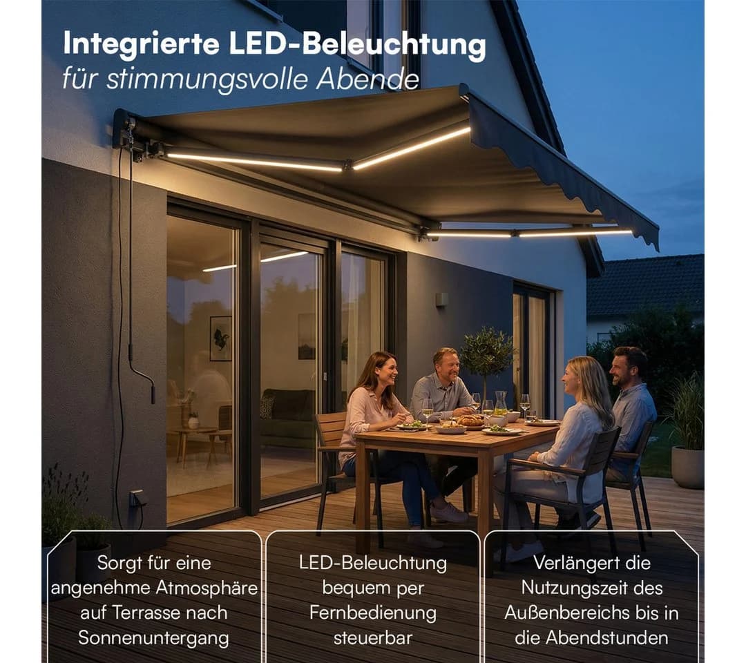 STEELSØN Gelenkarmmarkise Kestria Anthrazit mit LED-Beleuchtung - Bild 5