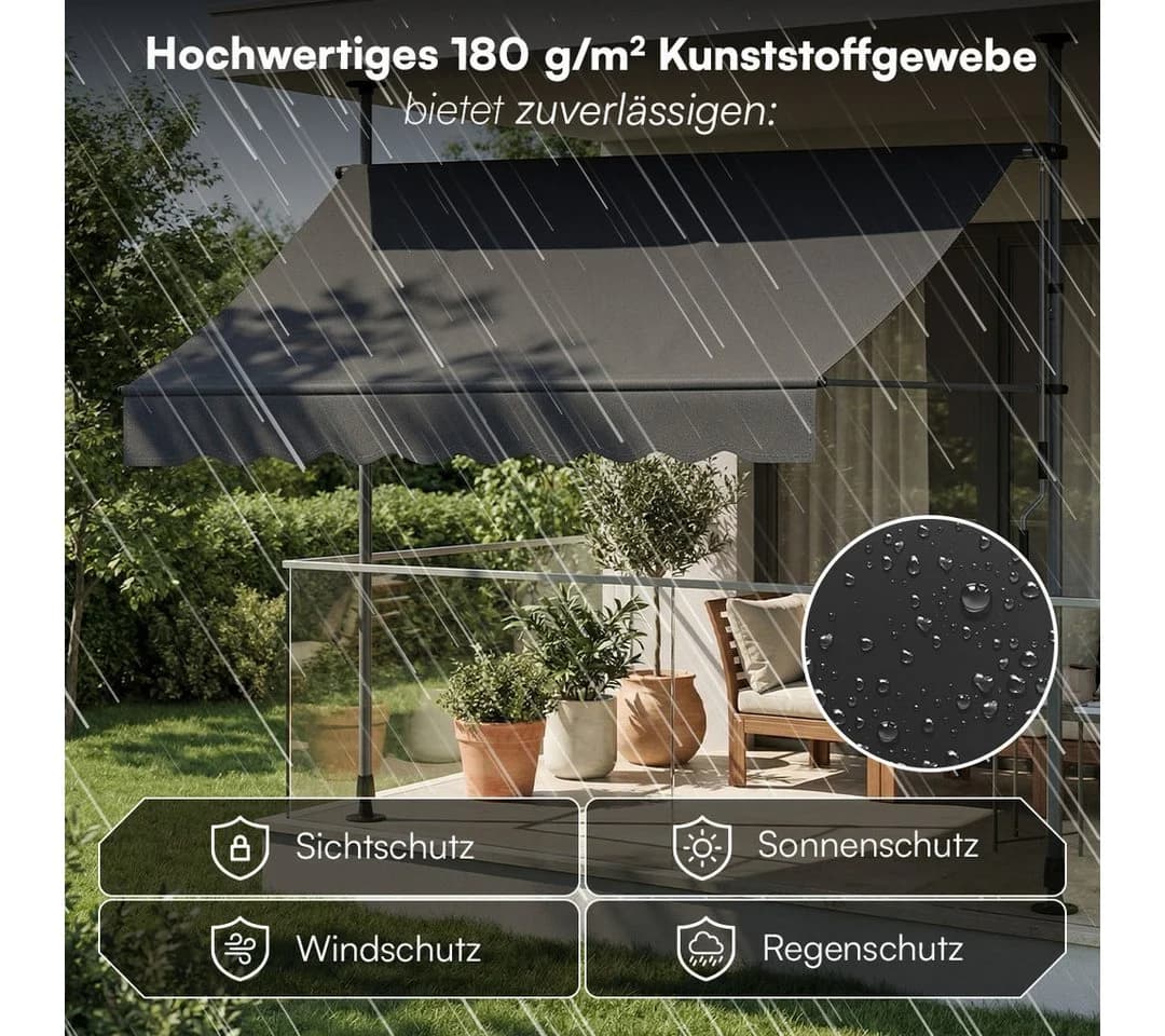 STEELSØN Klemmmarkise Dioran Anthrazit 150x180 cm - Bild 5