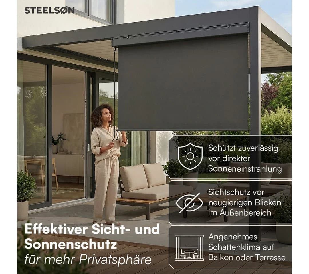 STEELSØN Senkrechtmarkise Azurian Anthrazit Sichtschutz