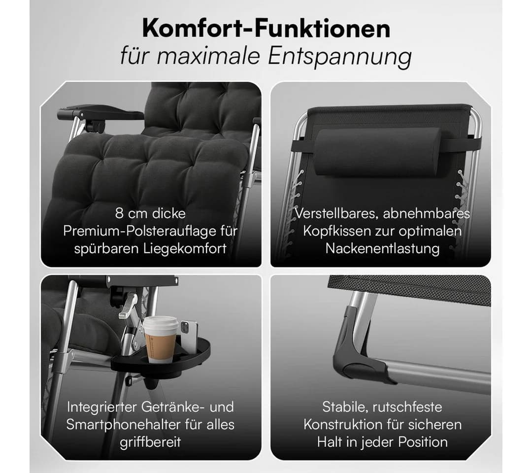 STEELSØN Lysira Zero-Gravity-Stuhl Schwarz/Silber - Bild 4