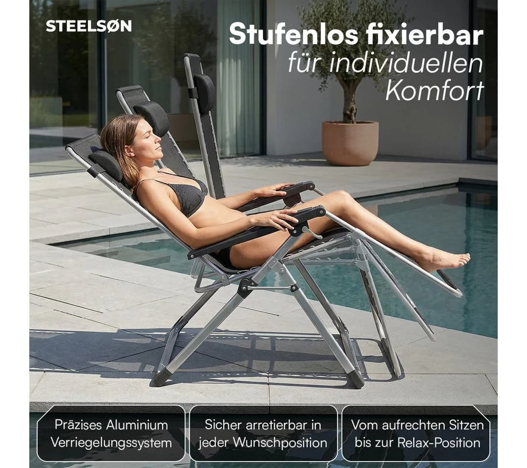 STEELSØN Lysira Zero-Gravity-Stuhl Schwarz/Silber - Bild 5