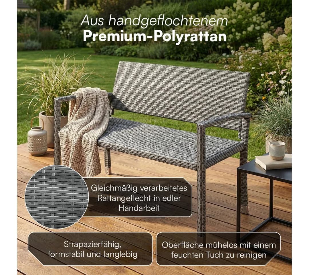 STEELSØN Gartenbank Mirador Polyrattan 2-Sitzer grau