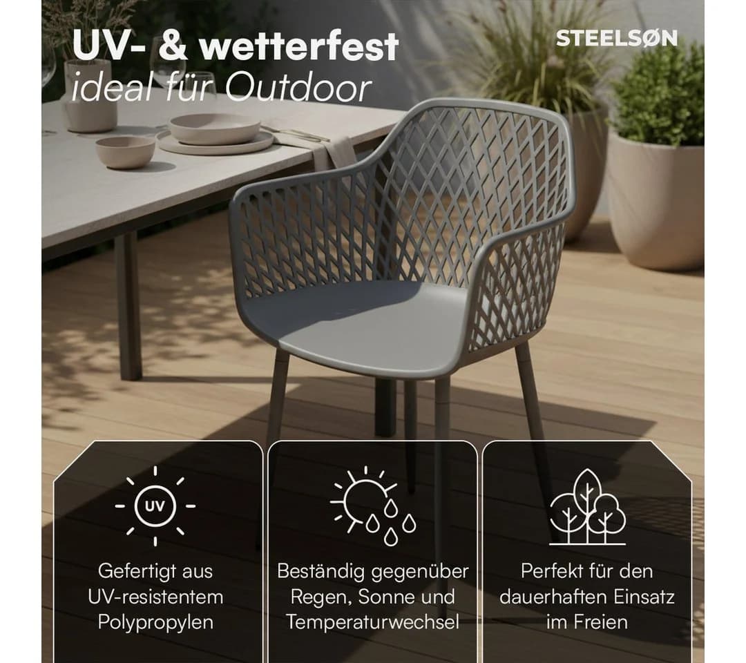 STEELSØN Gartenstuhl Quasira Grau wetterfest UV-beständig
