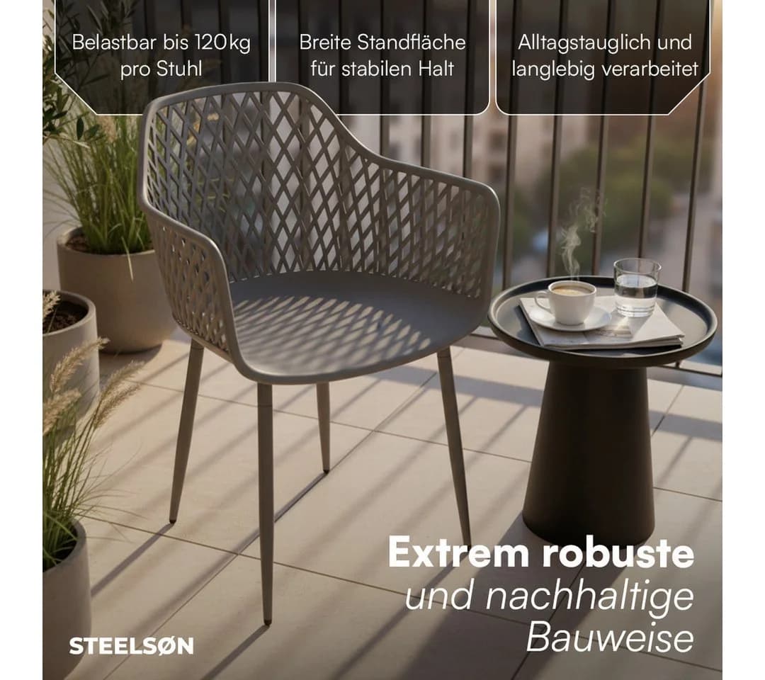 STEELSØN Gartenstuhl Quasira Grau wetterfest UV-beständig - Bild 3