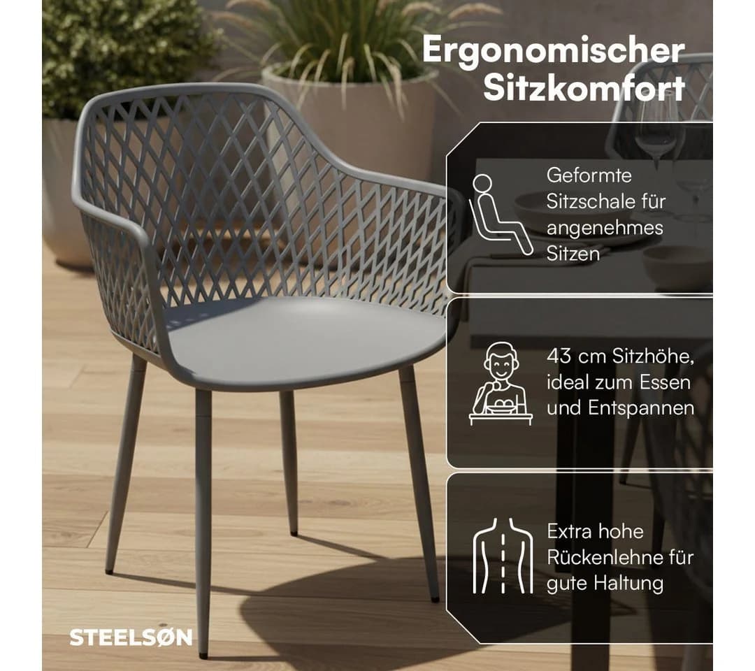 STEELSØN Gartenstuhl Quasira Grau wetterfest UV-beständig - Bild 4