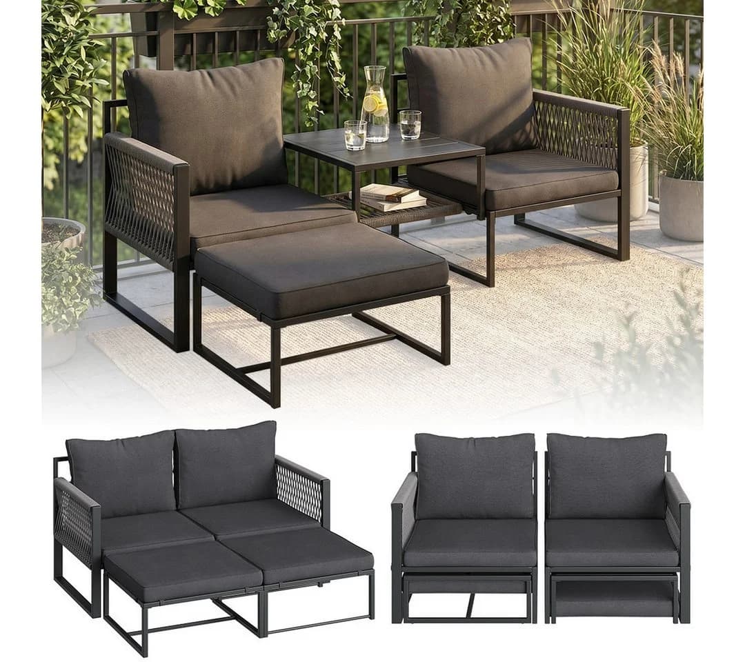 STEELSØN Sitzgruppe Tyranis 4-teilig Schwarz Gartenmöbel Set - Bild 2