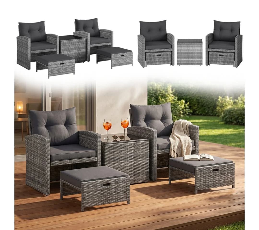 STEELSØN Gartenlounge-Set Selaria 4-tlg. Grau mit Kissen - Bild 2