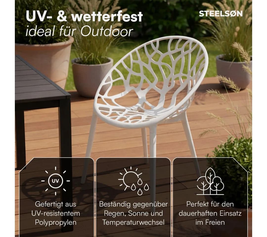 STEELSØN Gartenstuhl Quanta weiß stapelbar wetterfest