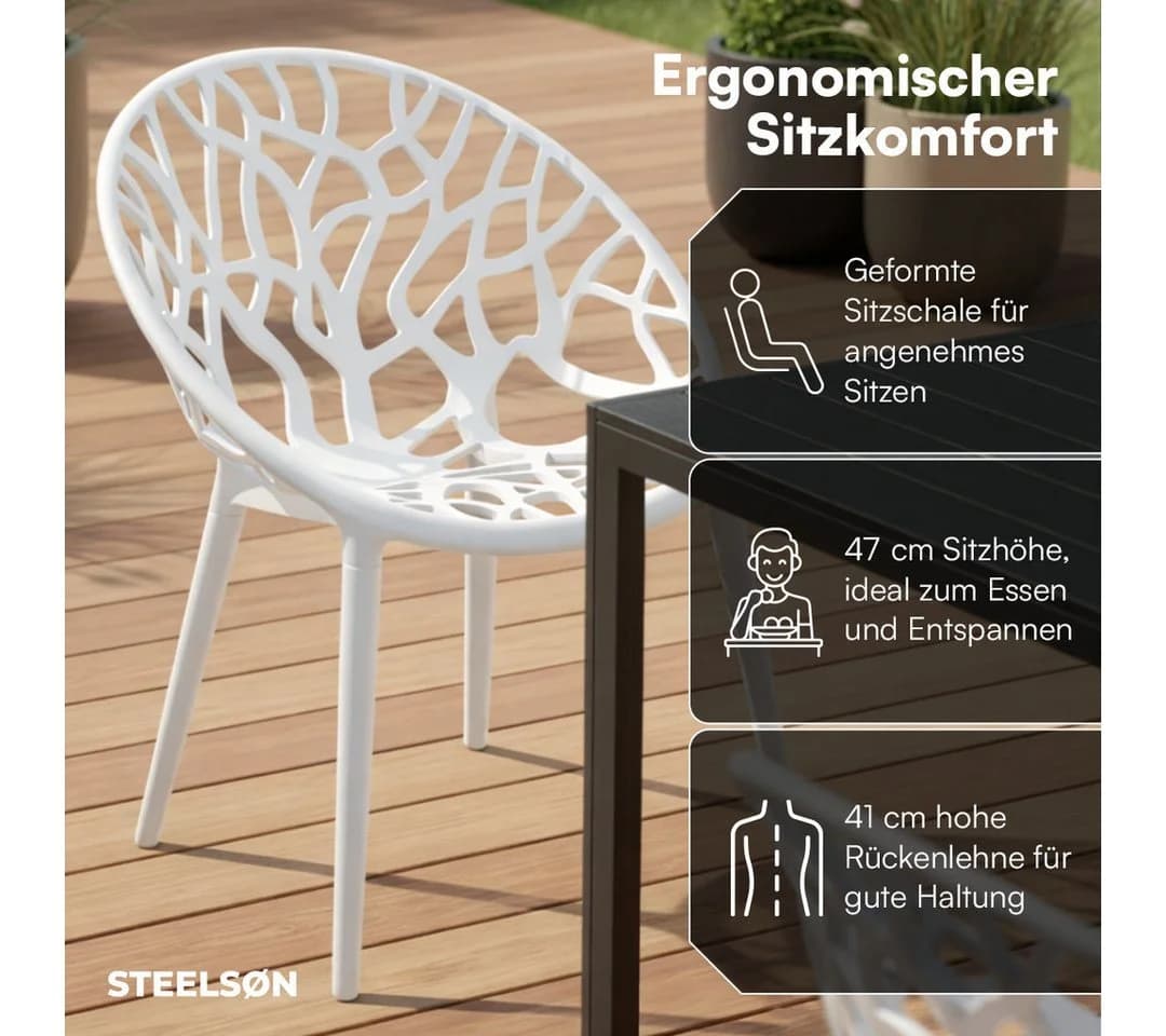STEELSØN Gartenstuhl Quanta weiß stapelbar wetterfest - Bild 4