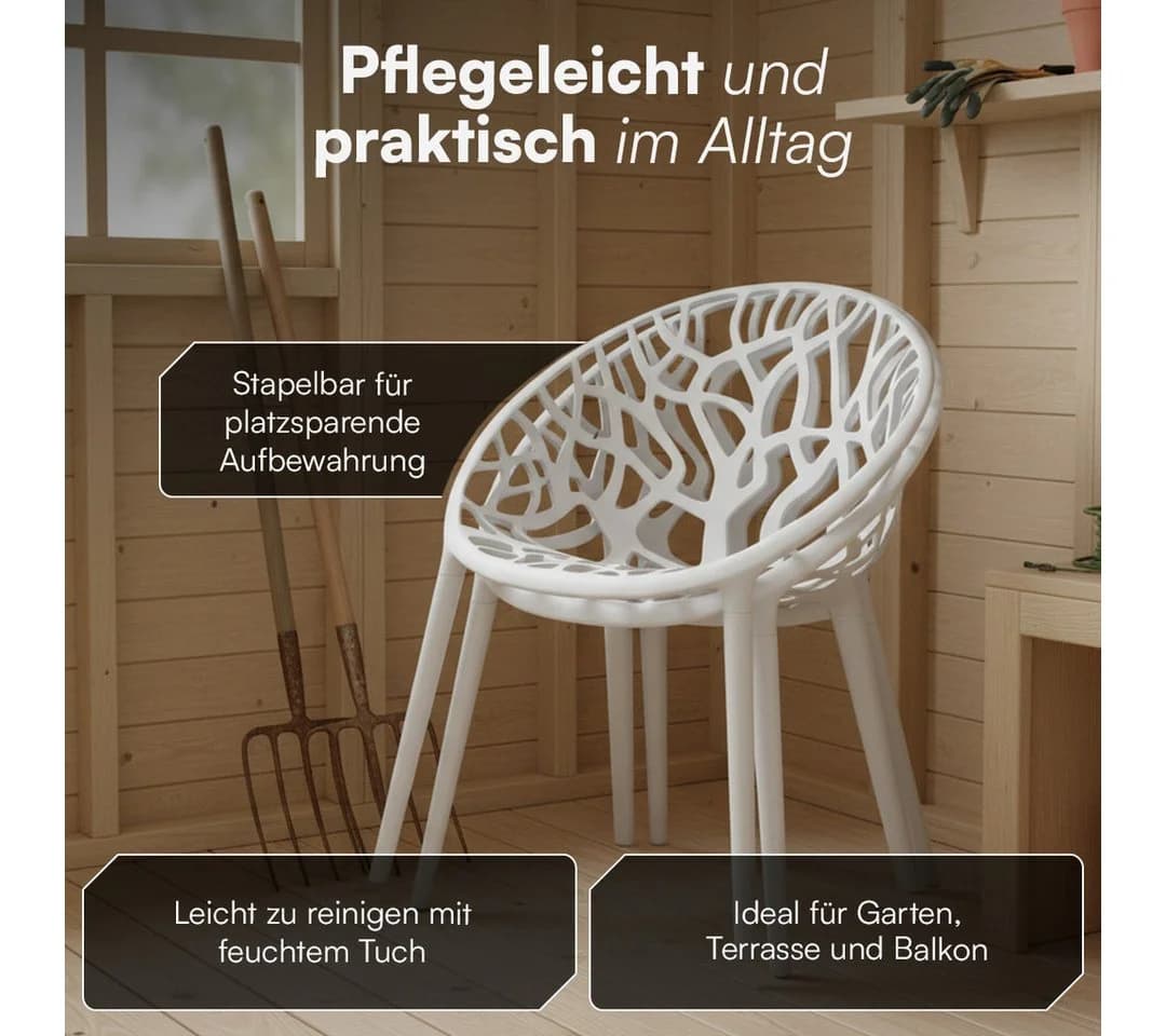 STEELSØN Gartenstuhl Quanta weiß stapelbar wetterfest - Bild 5