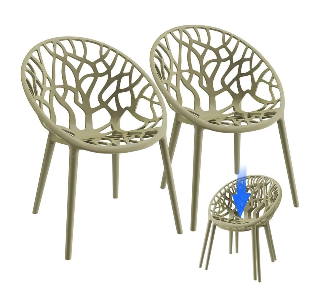 STEELSØN Gartenstuhl Quanta stapelbar wetterfest UV-beständig 2er Set Olivgrün - Bild 2