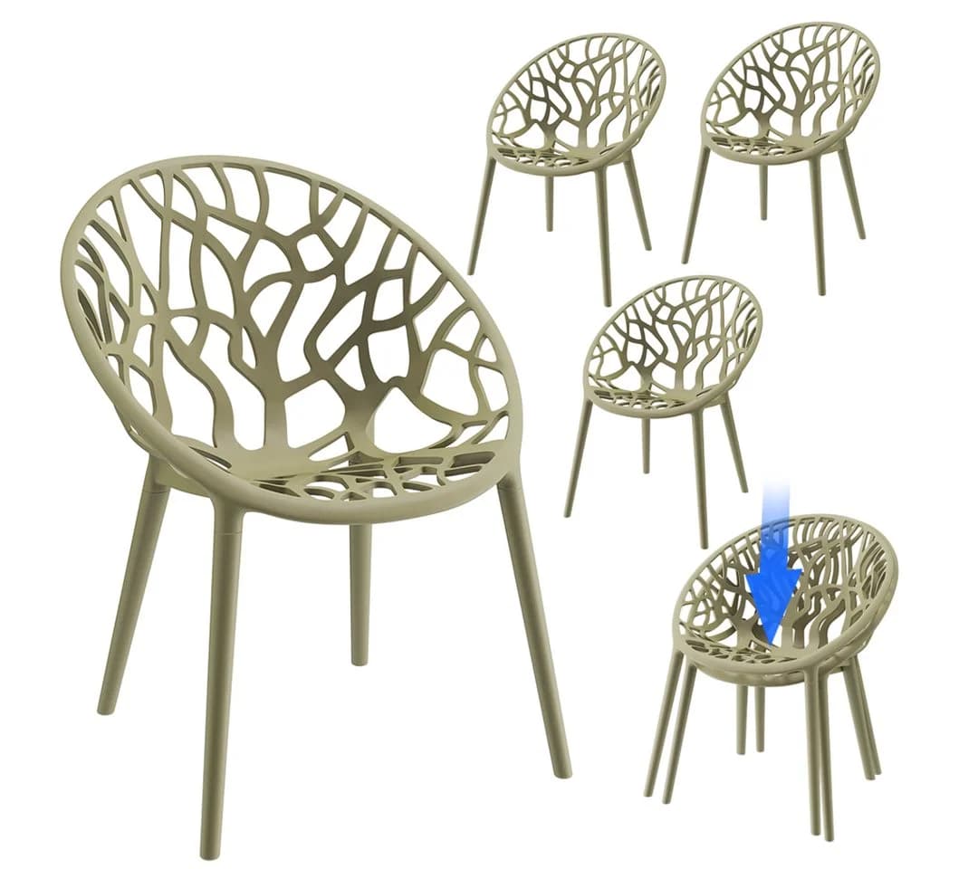 STEELSØN Gartenstuhl Quanta 4er Set Stapelbar Olivgrün - Bild 2