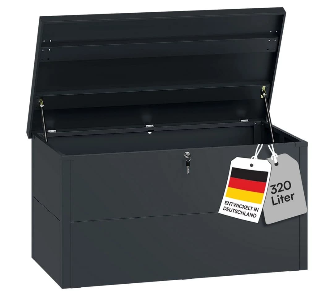 STEELSØN Auflagenbox Icarus Metall abschließbar Anthrazit 320L Gartenbox - Bild 2