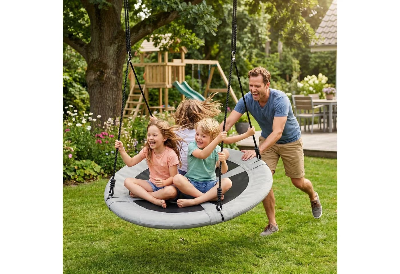 Bellabino Nestschaukel Konda Indoor/Outdoor Hängeschaukel Ø 120 cm Schwarz