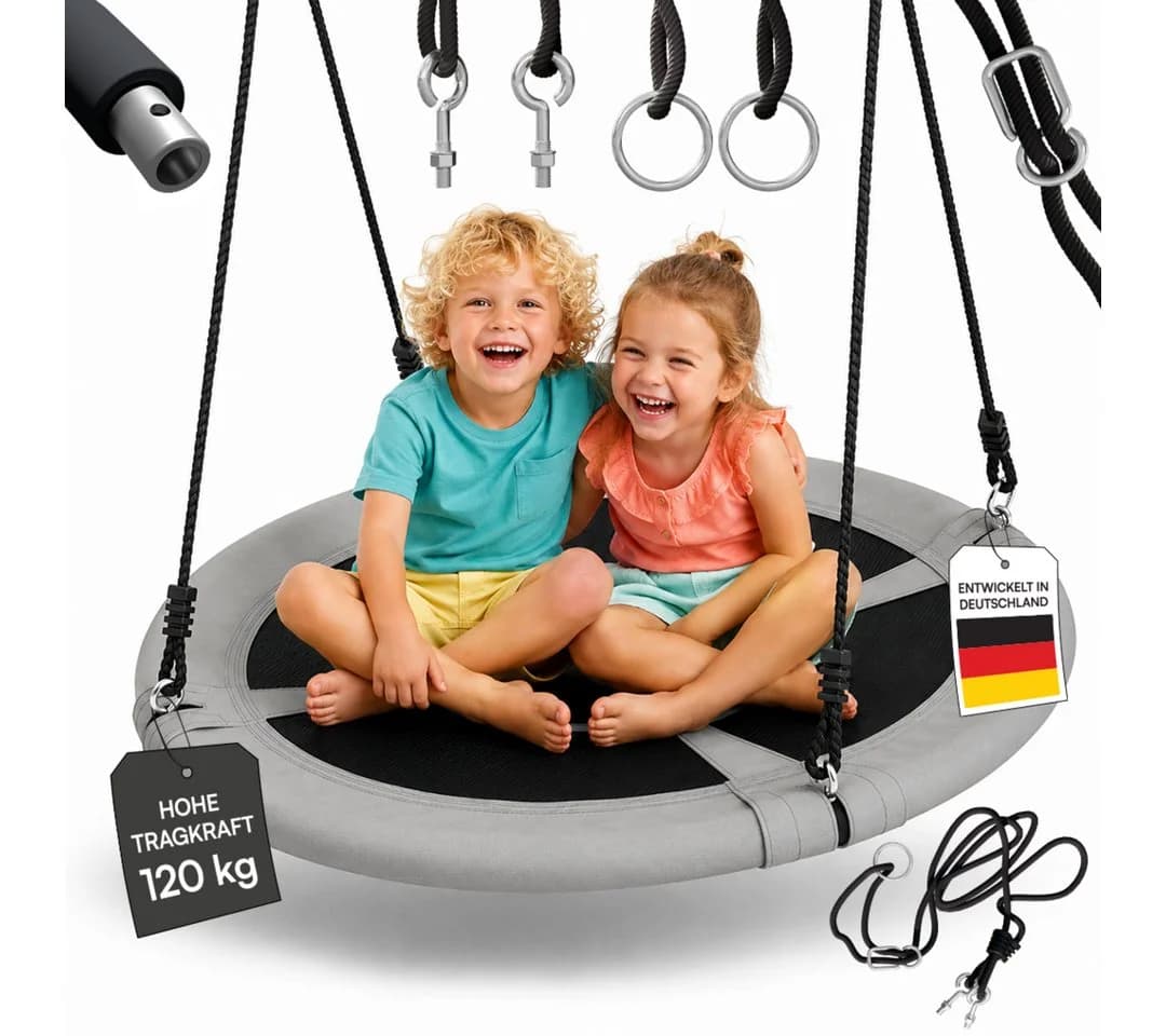 Bellabino Nestschaukel Konda Indoor/Outdoor Hängeschaukel Ø 120 cm Schwarz - Bild 2