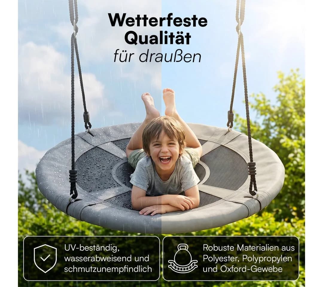 Bellabino Nestschaukel Konda Indoor/Outdoor Hängeschaukel Ø 120 cm Schwarz - Bild 5