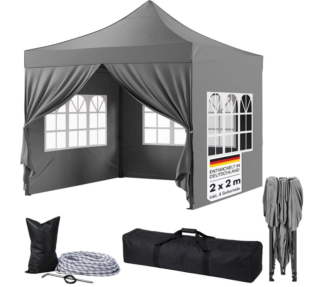 STEELSØN Pavillon Rynara 2x2m Grau mit 4 Seitenteilen - Bild 2