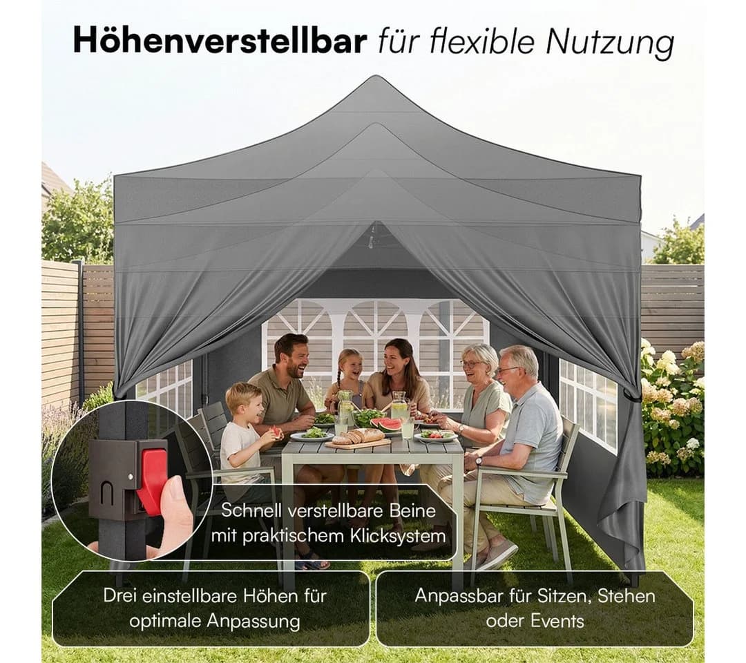 STEELSØN Pavillon Rynara 2x2m Grau mit 4 Seitenteilen - Bild 3