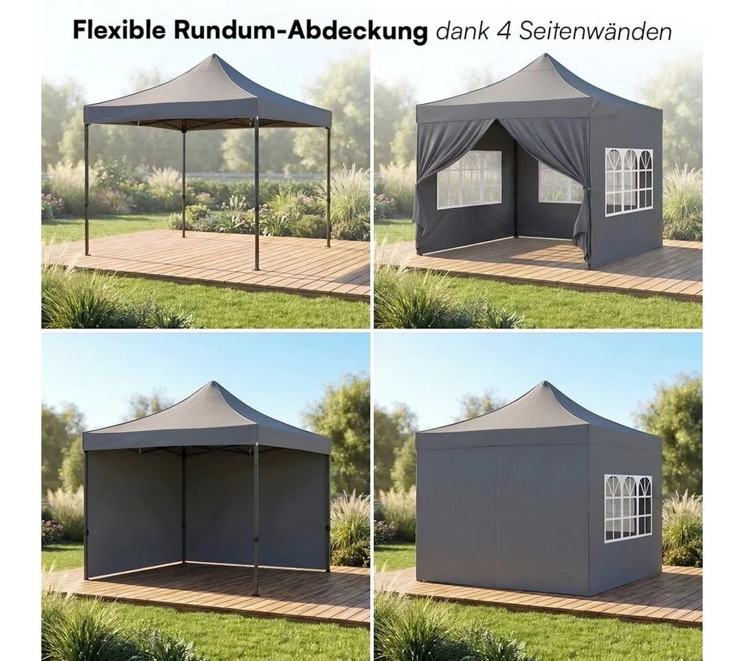STEELSØN Pavillon Rynara 2x2m Grau mit 4 Seitenteilen - Bild 5