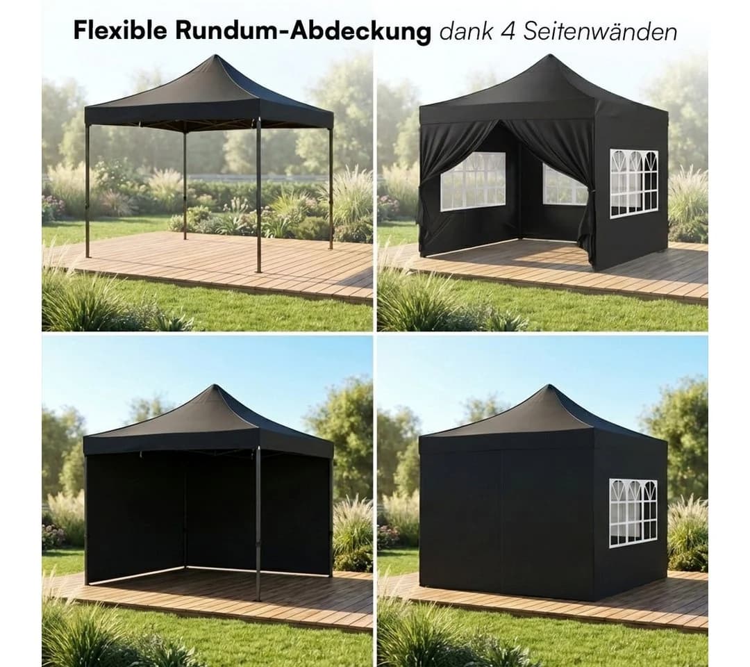 STEELSØN Pavillon Rynara 2x2 m Schwarz mit Seitenwänden - Bild 5