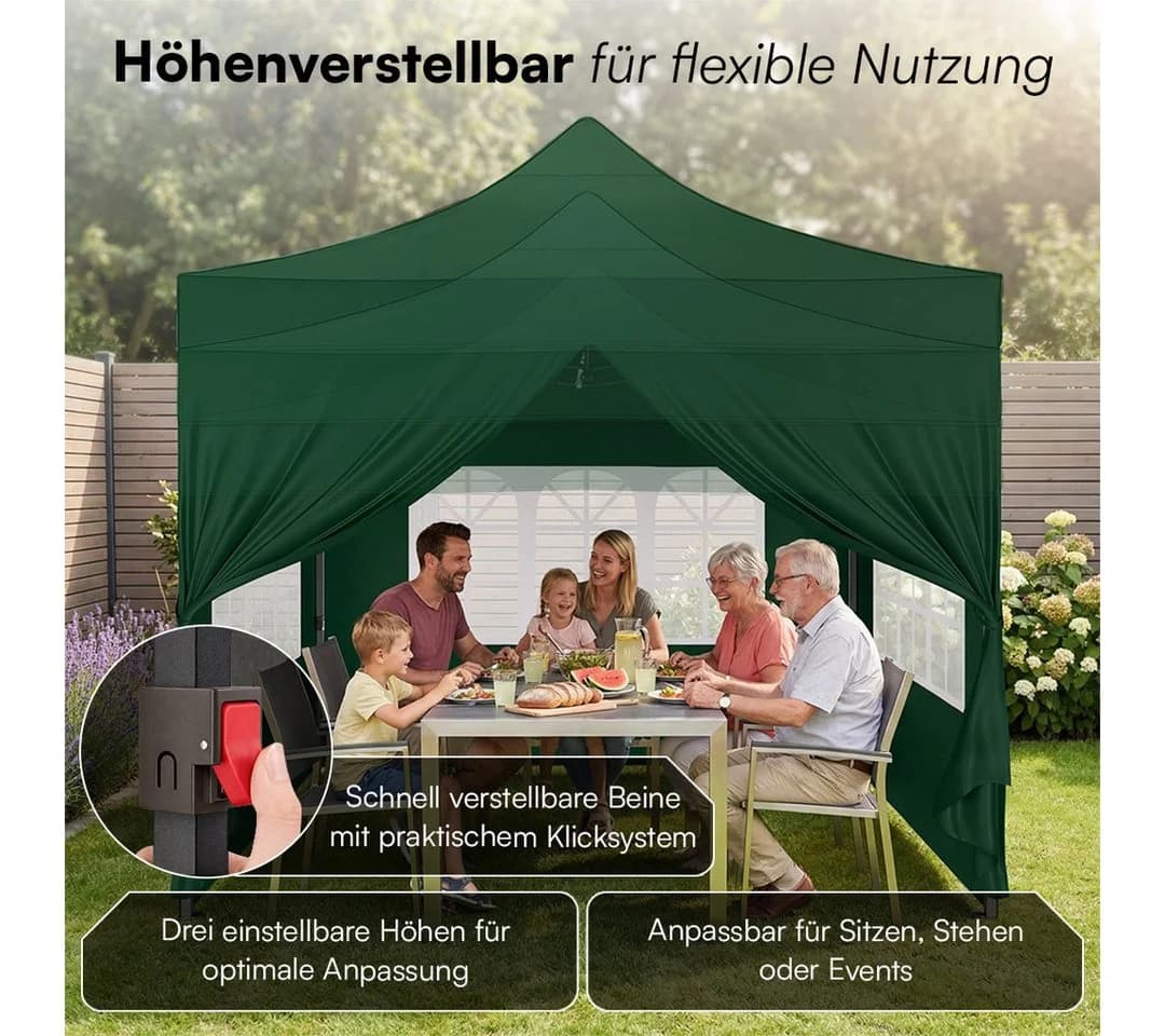 STEELSØN Pavillon Rynara 2x2m Grün mit Seitenwänden - Bild 3