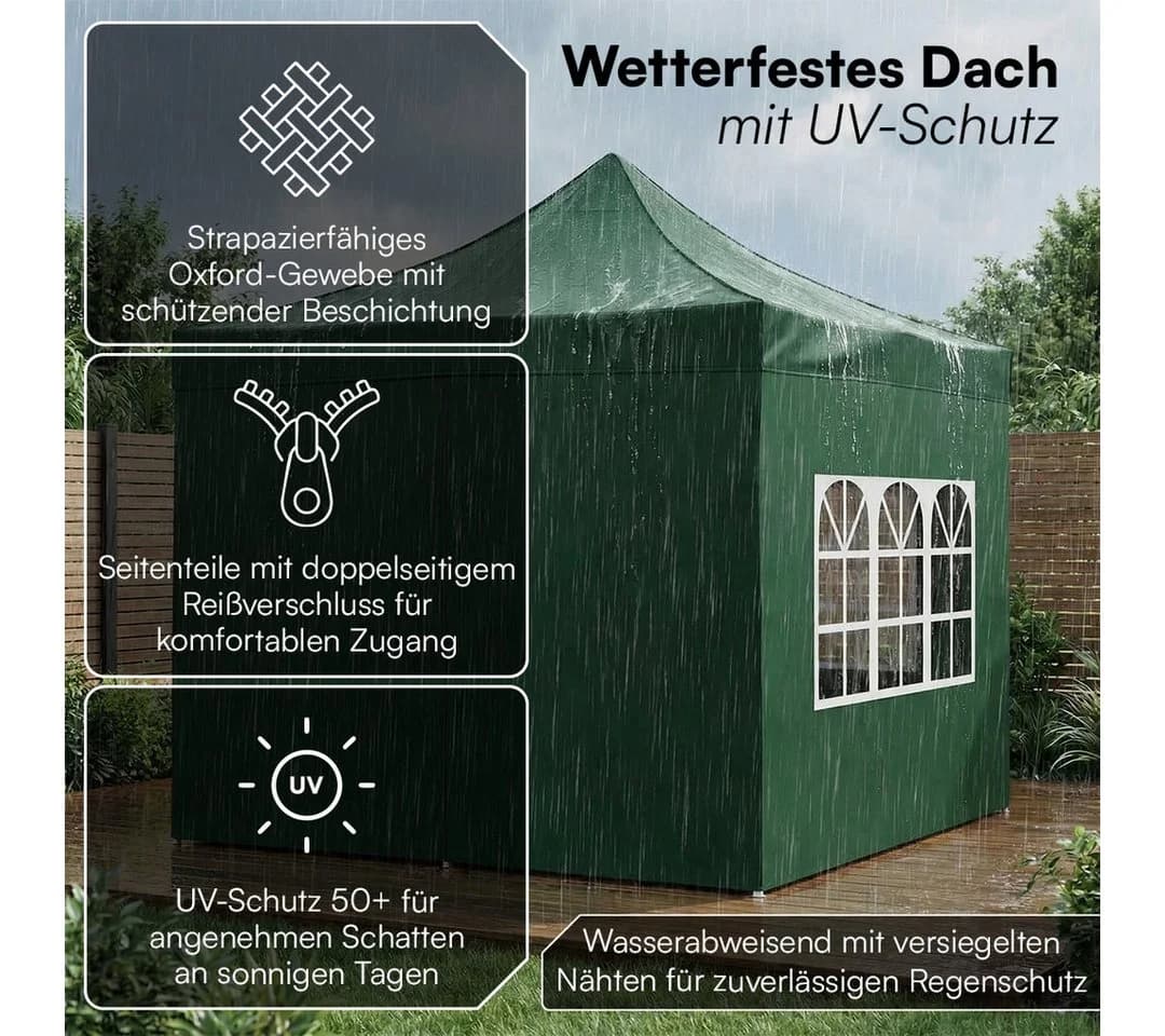 STEELSØN Pavillon Rynara 2x2m Grün mit Seitenwänden - Bild 4