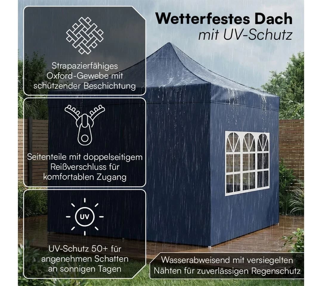 STEELSØN Pavillon Rynara Faltpavillon blau mit 4 Seitenteilen - Bild 4