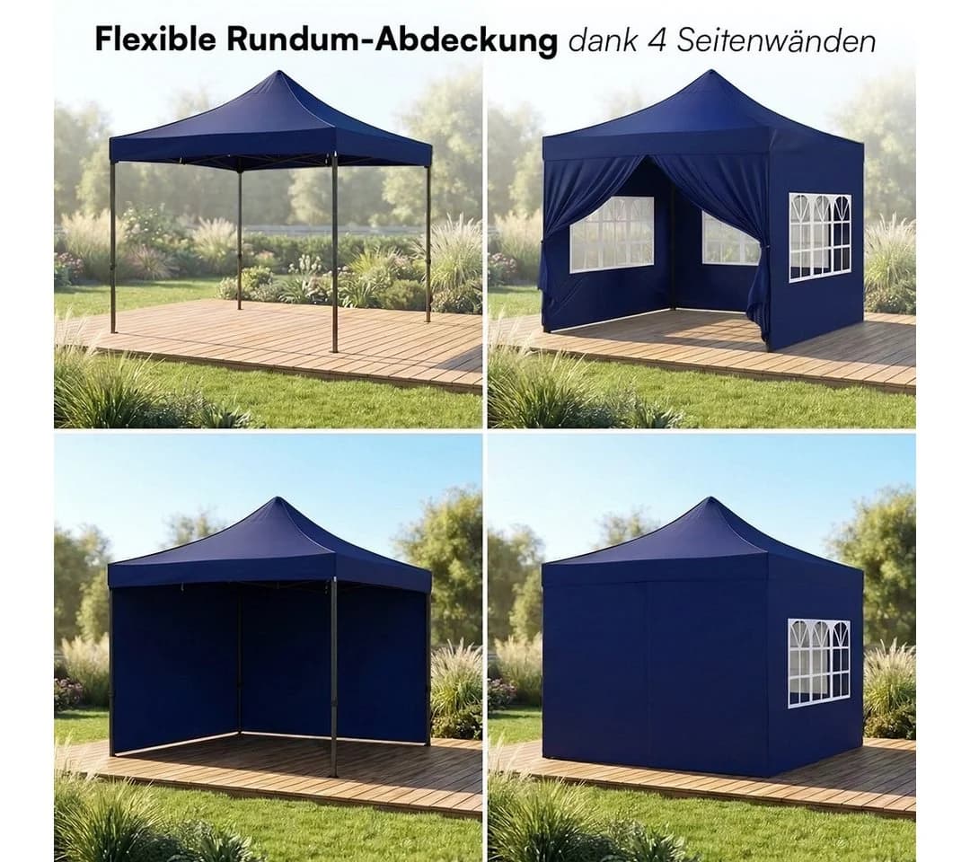 STEELSØN Pavillon Rynara Faltpavillon blau mit 4 Seitenteilen - Bild 5
