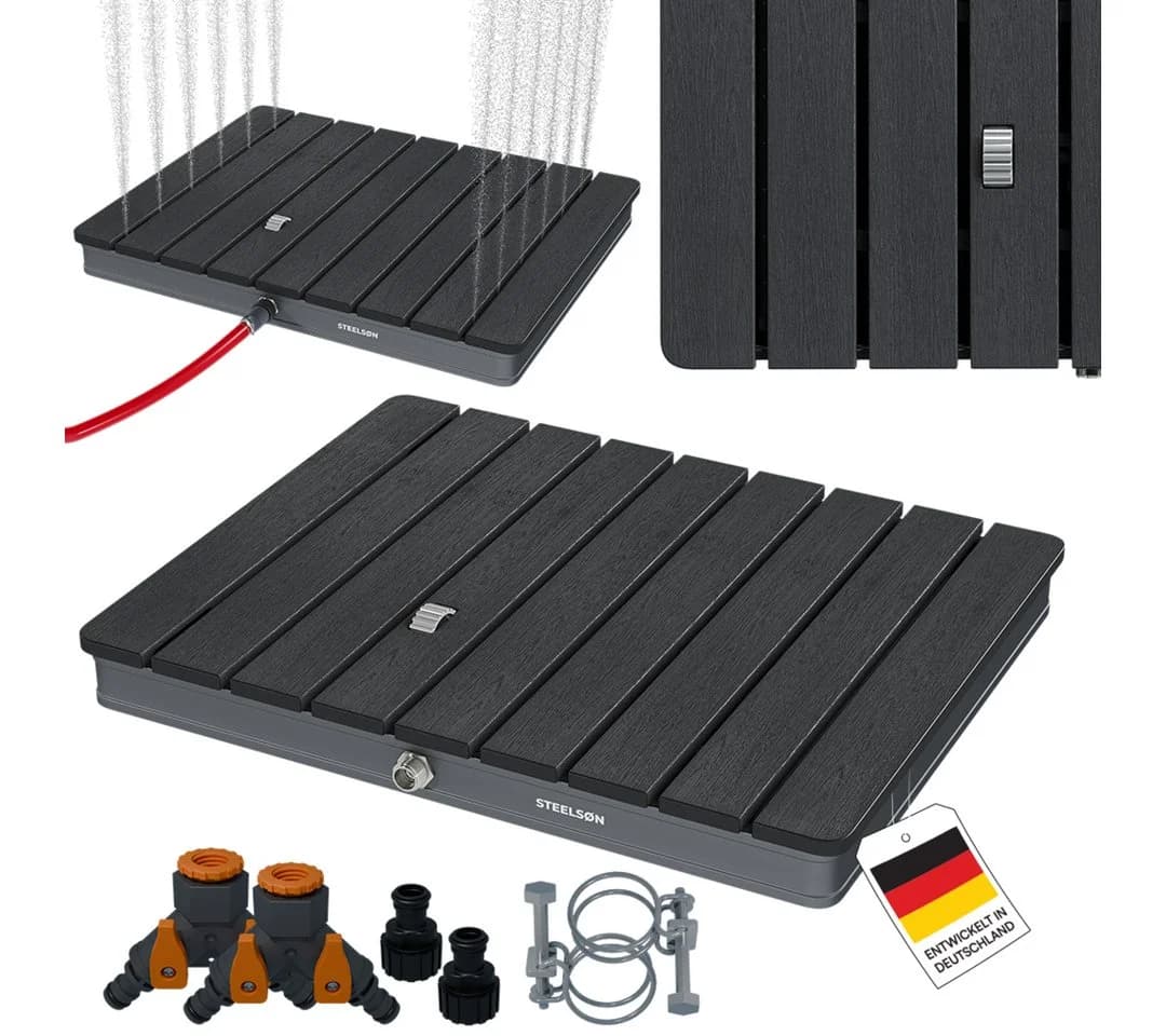 STEELSØN Gartendusche Samaya Bodendusche 4m Fontäne Fußrad Anthrazit - Bild 2
