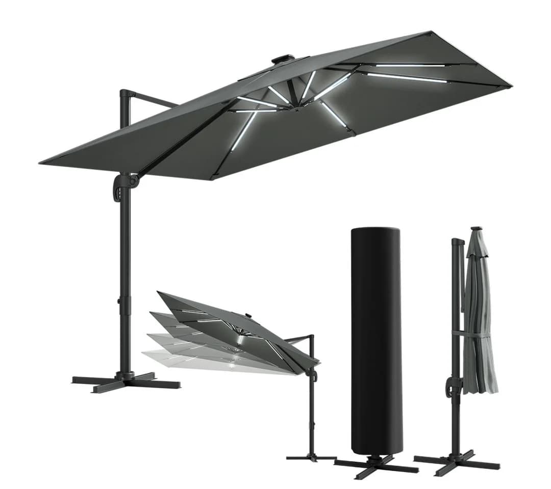 STEELSØN Sonnenschirm Lyrion 300x300 cm Anthrazit mit LED-Solar - Bild 2