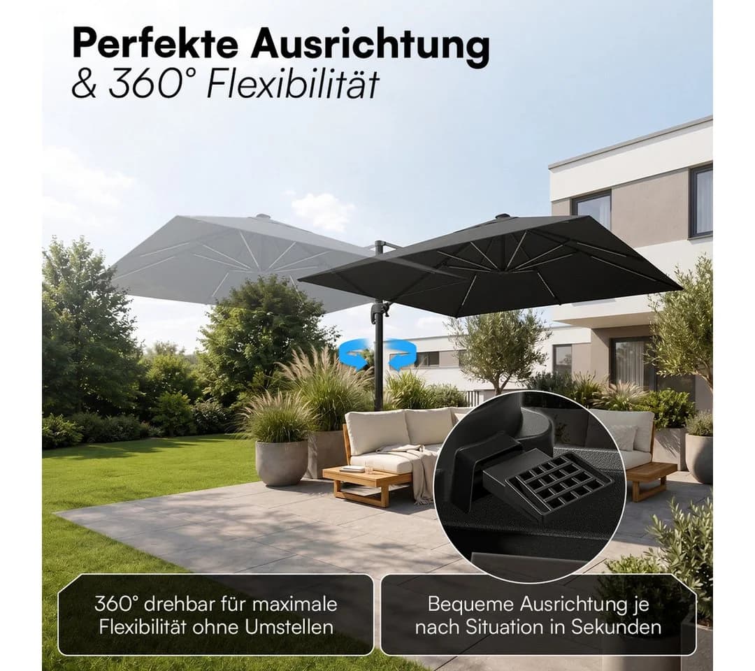 STEELSØN Sonnenschirm Elaris Ampelschwarz mit LED & Solar - Bild 3
