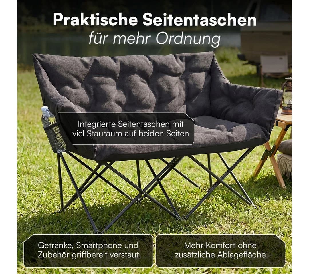 STEELSØN Campingbank Hoggar XXL Klappstuhl für 2 Personen Schwarz - Bild 4