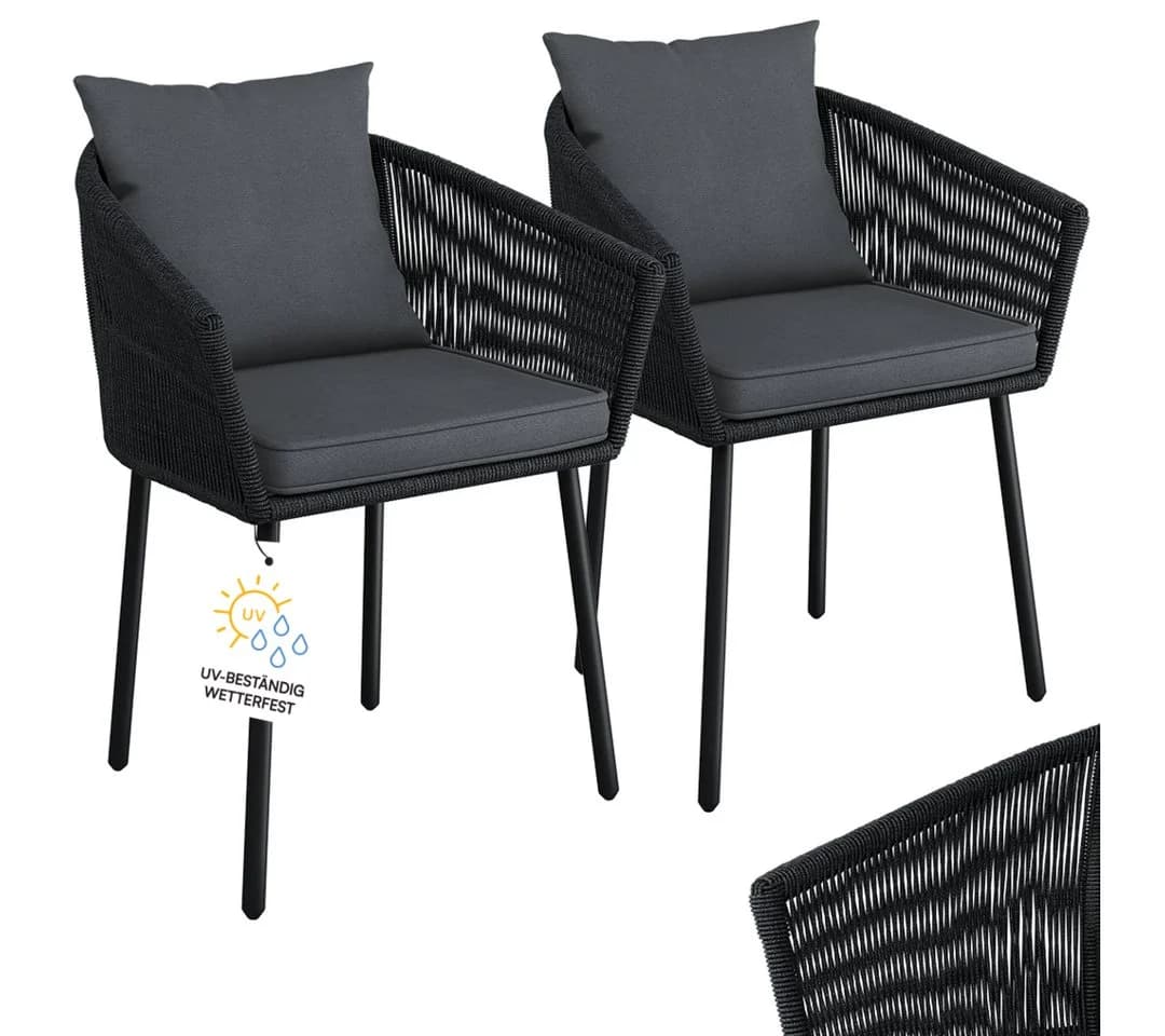 STEELSØN Gartenstuhl Nair 2er Set Schwarz Polyrattan - Bild 2