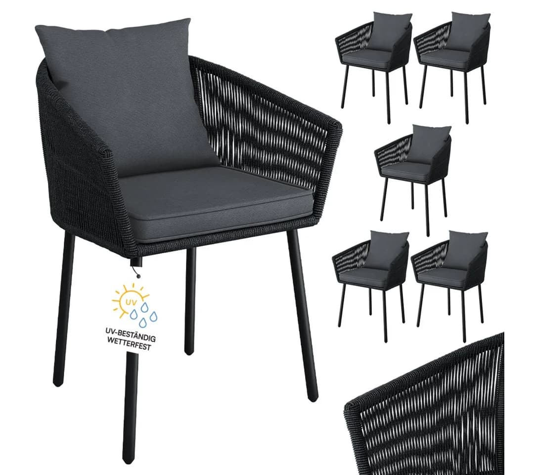 STEELSØN Gartenstuhl Nair 6er Set Schwarz Polyrattan - Bild 2