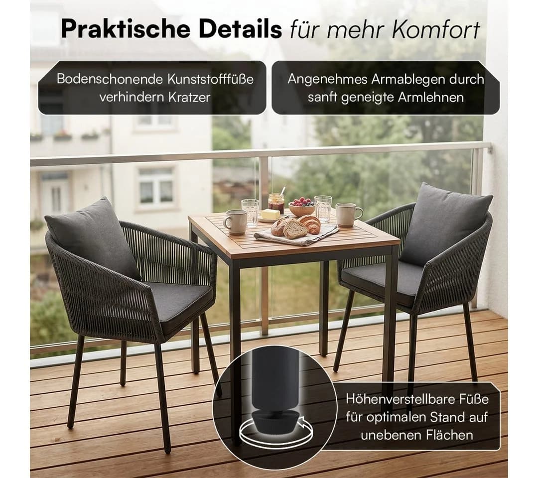 STEELSØN Gartenstuhl Nair 6er Set Schwarz Polyrattan - Bild 4