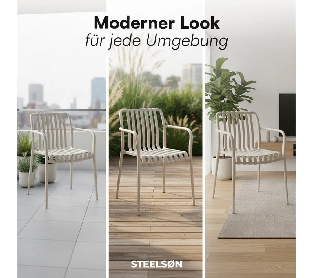 STEELSØN Gartenstuhl Pincoya Taupe Stapelbar Wetterfest UV-beständig - Bild 5