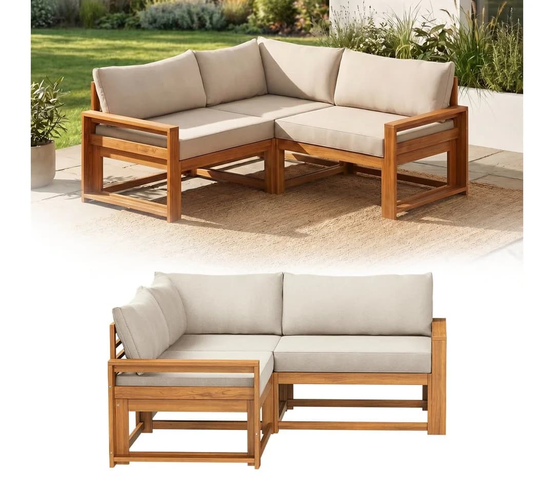 STEELSØN Mizaru Gartenlounge-Set Akazienholz 3-tlg. mit Auflagen - Bild 2