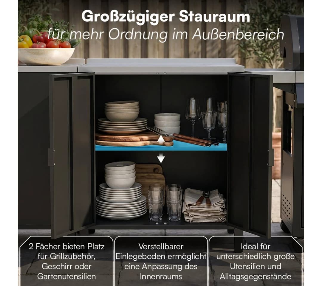 STEELSØN Outdoor-Küchenmodul Metallkommode mit Edelstahl-Arbeitsplatte - Bild 3