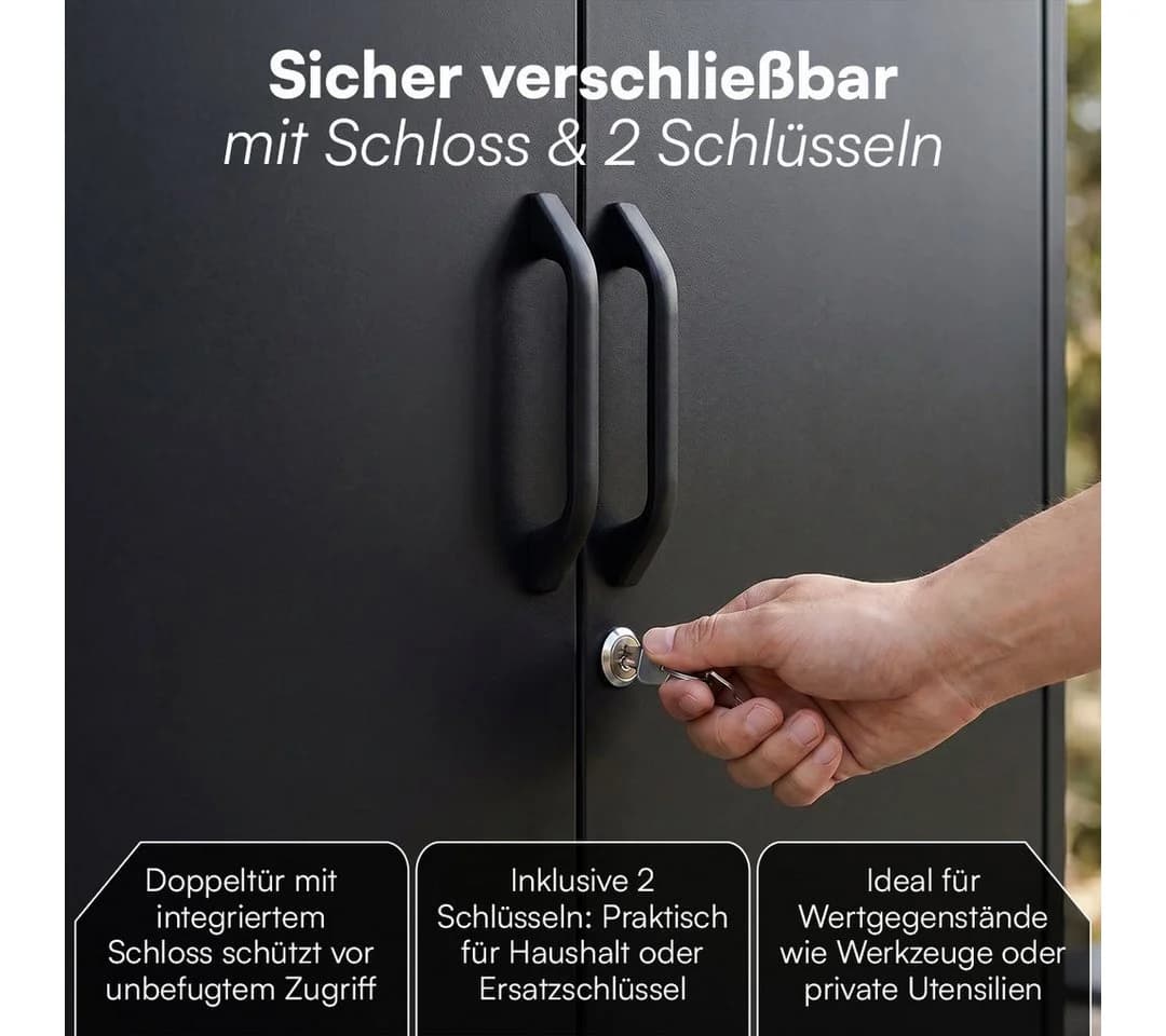 STEELSØN Geräteschrank Menkent Schwarz Metall mit Schloss - Bild 5