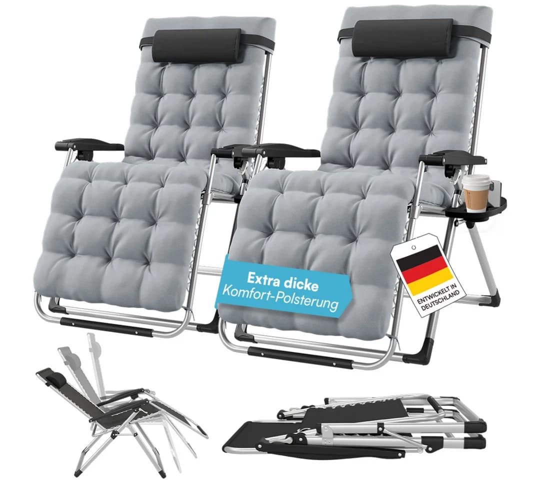 STEELSØN Gartenliege Lysira Zero-Gravity Grau/Silber 2er-Set - Bild 2