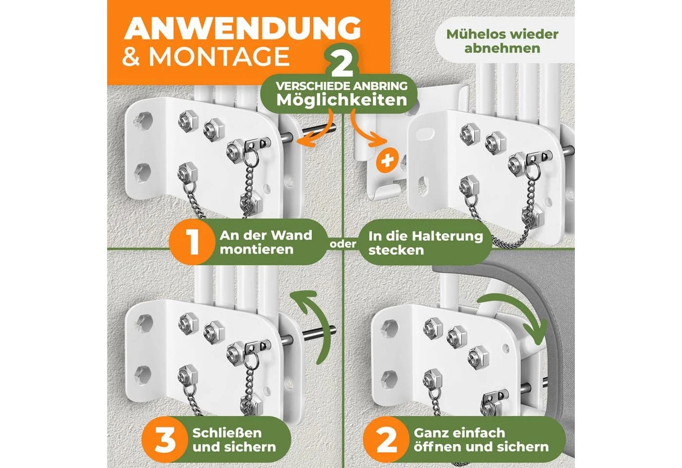 KESSER Balkonfächer klappbar mit Wandhalterung hellgrau - Bild 3
