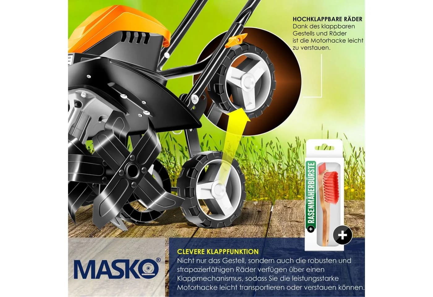 MASKO Elektromotorhacke 1500W 40cm Arbeitsbreite Orange - Bild 5