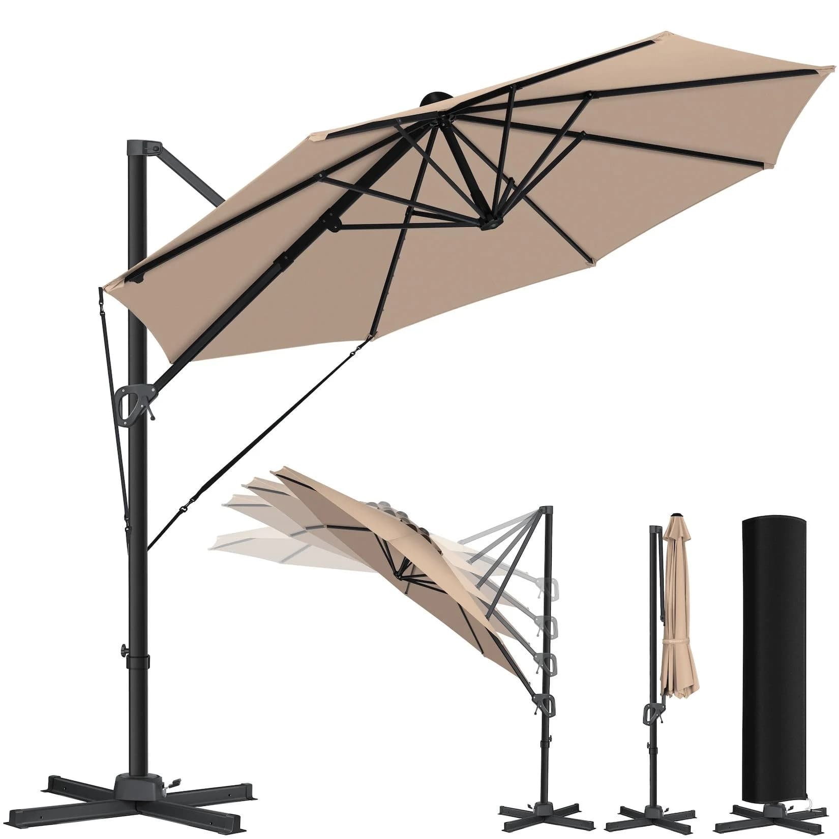 KESSER Sonnenschirm Ampelschirm XL Beige 360° Drehbar
