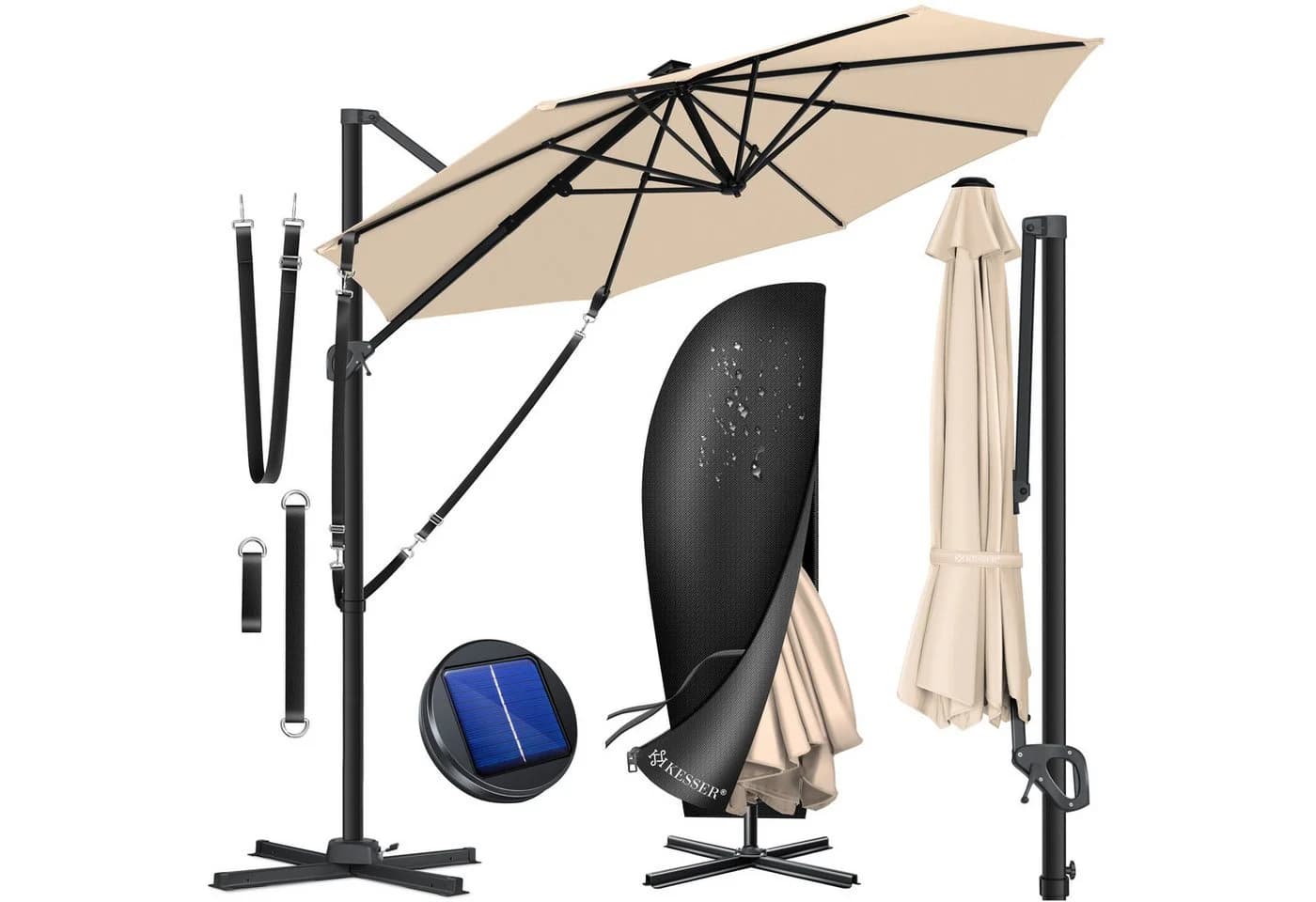 KESSER Sonnenschirm Ampelschirm XL Beige 360° Drehbar - Bild 3