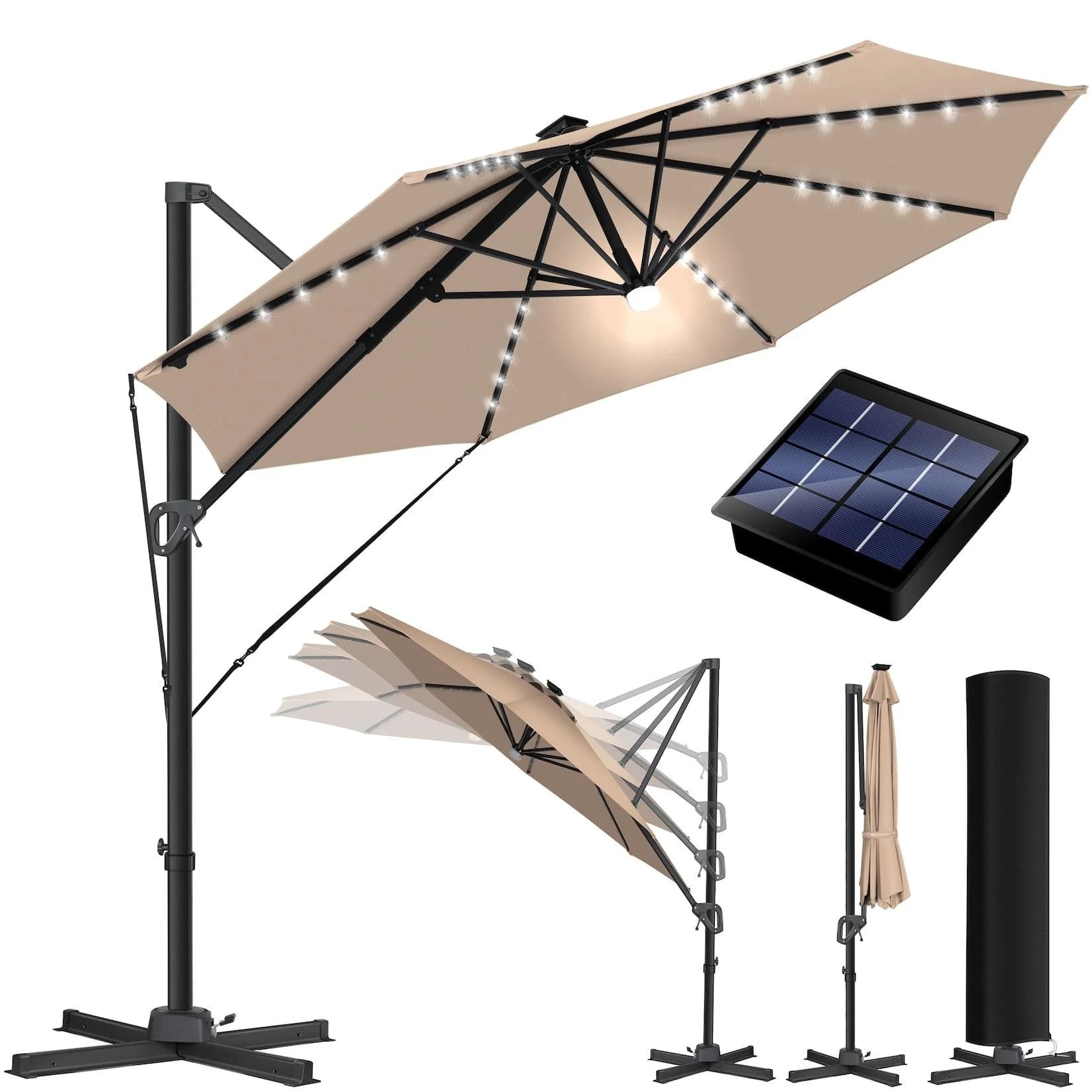 KESSER Sonnenschirm Ampelschirm SUN XL 330 cm Grün UV50+ Kurbel