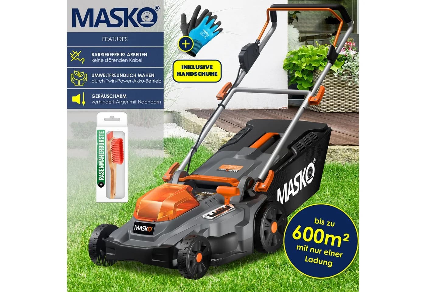 MASKO Akku-Rasenmäher ECO-X10 43cm Schnittbreite 2x 4,0Ah Akkus - Bild 4